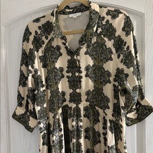 Patterned Cream and Green Dress A loves A